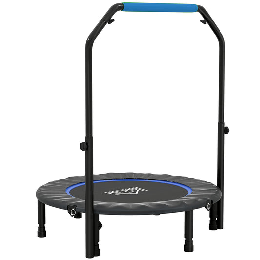 40" Foldable Mini Fitness Trampoline, With Adjustable Foam Handle, Blue