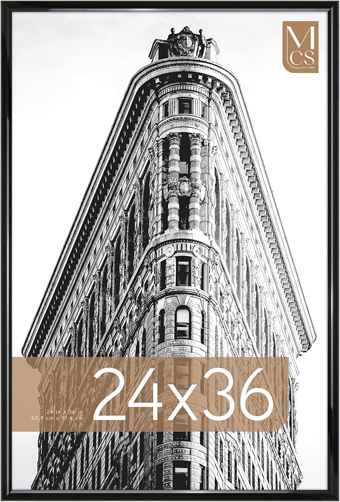 MCS Trendsetter 24x36 Poster Frame Black High-Gloss, Vertical & Horizontal Wall Hanging Large Picture Frame for Photos, Po...
