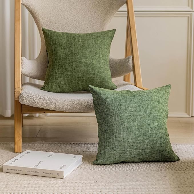 Home Brilliant 2 Pack Lined Linen Solid Textured Large Throw Euro Pillow Sham 26x26 Cushion Spring Pillow Cover for Couch ...