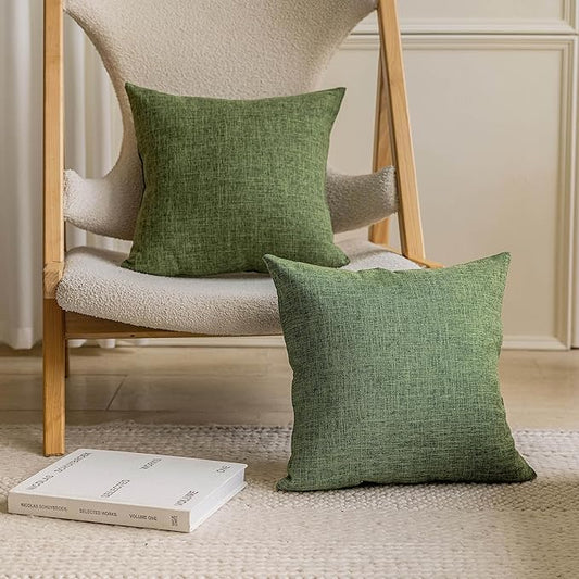 Home Brilliant 2 Pack Lined Linen Solid Textured Large Throw Euro Pillow Sham 26x26 Cushion Spring Pillow Cover for Couch ...