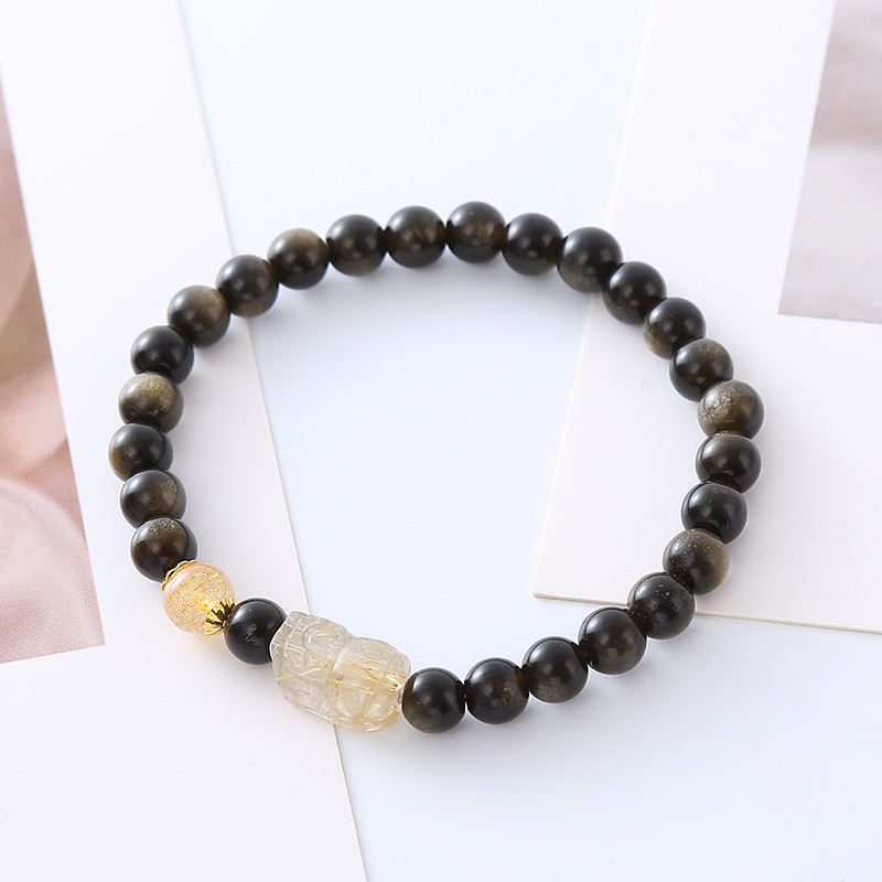 Cross-border New Natural Obsidian Pi Xiu Bracelet Ethnic Style Retro Artistic Jewelry Accessories In Stock Wholesale