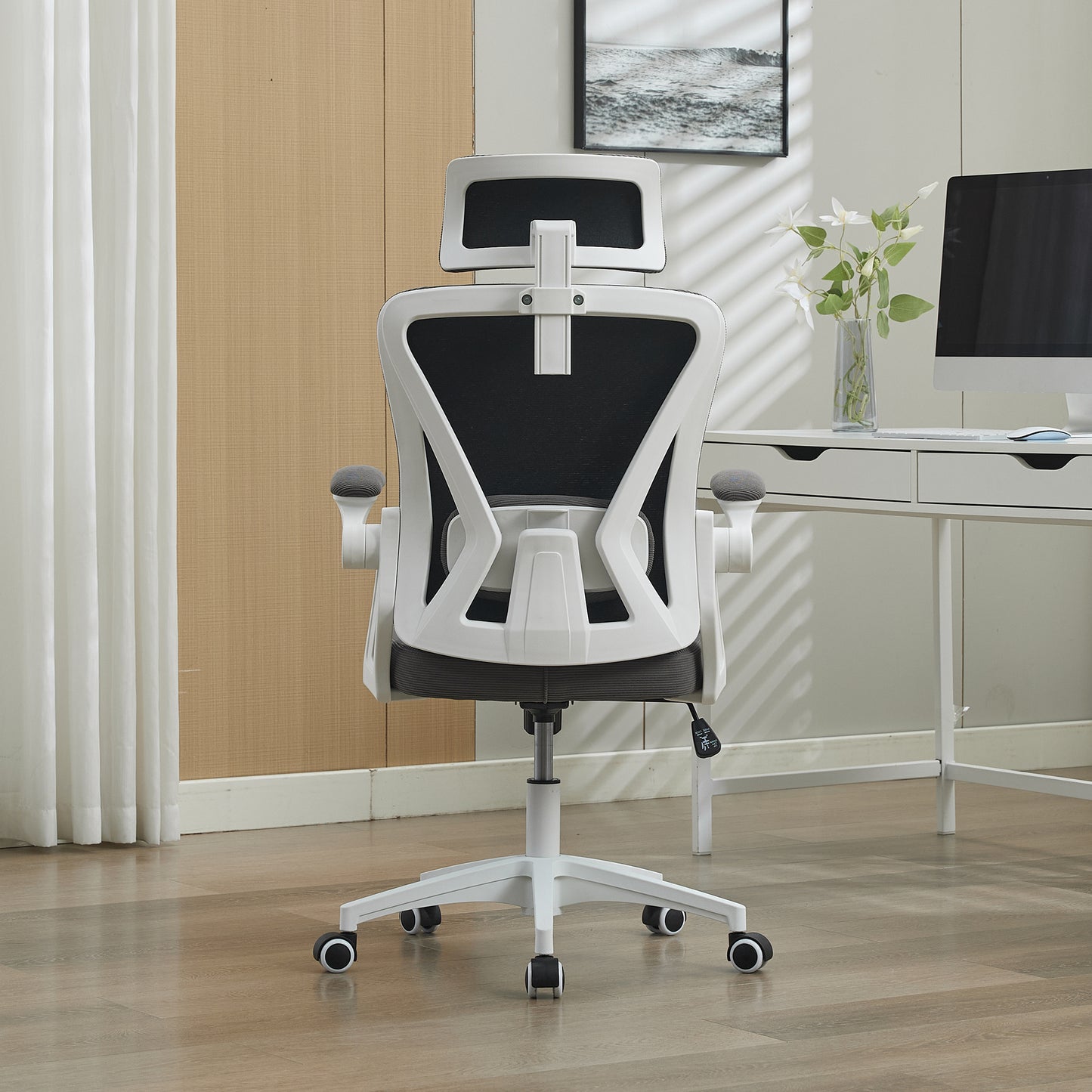 Ergonomic Mesh Office Chair With Adjustable Lumbar Support And Headrest - High-Back Executive Desk Chair For Home Office