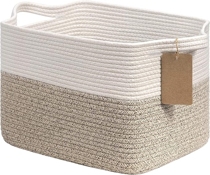 Goodpick Woven Storage Basket, Cotton Rope Basket for Dog Toys, Books, Stylish Gift Basket with Handles, 13 x 10 x 9 Inche...
