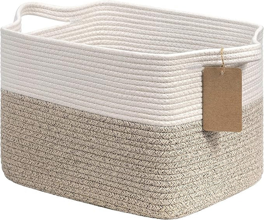 Goodpick Woven Storage Basket, Cotton Rope Basket for Dog Toys, Books, Stylish Gift Basket with Handles, 13 x 10 x 9 Inche...