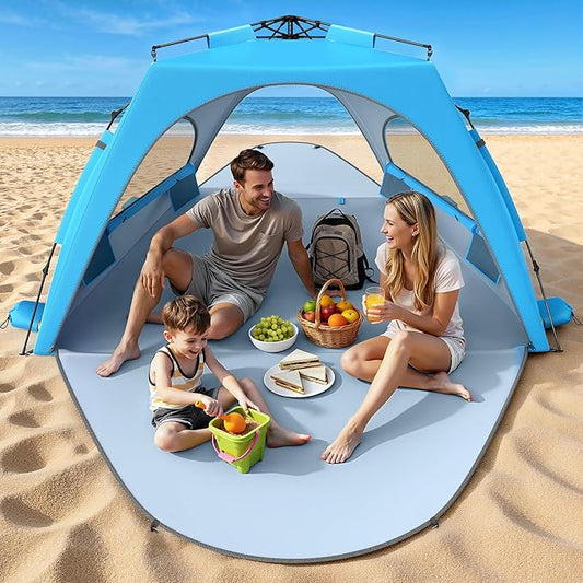 Raynesys Beach Tent Sun Shelter, 3-4 Person Pop Up Beach Canopy, Portable Sun Shade Tent with Carrying Bag for Sands & Out...
