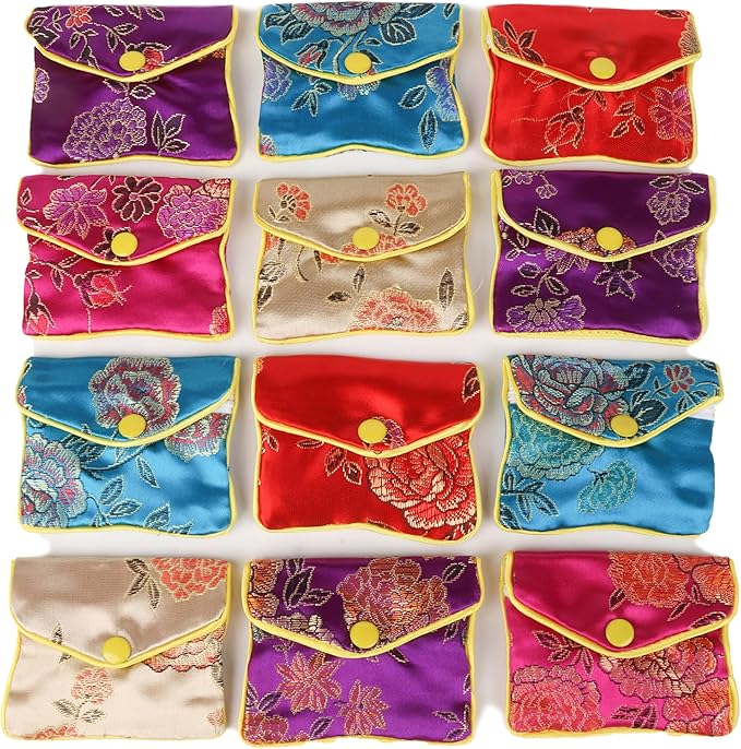 OceeK Travel Jewelry Case,Jewelry Silk Purse Pouch Gift Case, for Women Teen Girl Gifts,Color,15 Pack,Small