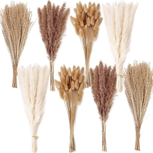 200PCS Dried Flower Bouquet – Pampas Grass, Floral Decor for Home, Wedding, and Boho Style | Perfect for Vases, Fall, Spri...