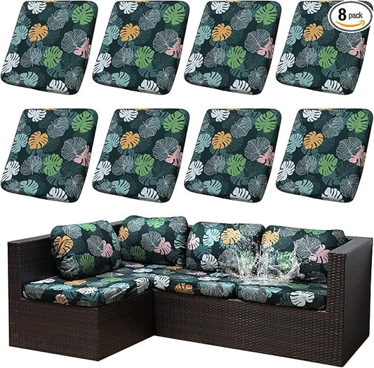 SUKAIKEQA Outdoor Cushion Covers Set,8PCS Patio Furniture Couch Seat Slipcovers, Replacement for Sofa Sectional Chair(Cove...