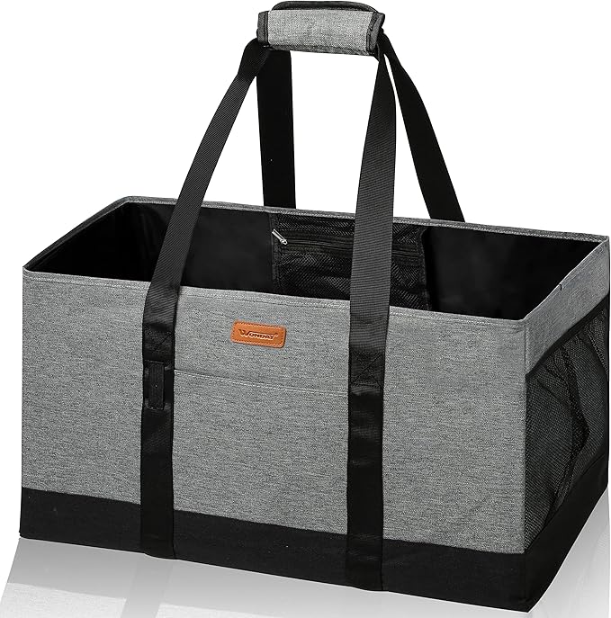 WONDAY Extra Large Foldable Grocery Tote Bag With Handles for Storage, Picnics, Beach, Pool, Laundry - Reusable Shopping B...
