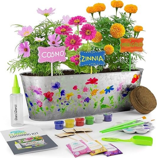 Dan&Darci Paint & Plant Flower Growing Kit for Kids - Gift Ideas Age 5 6 7 8-12 Year Old Girl - Birthday Crafts Gifts for ...