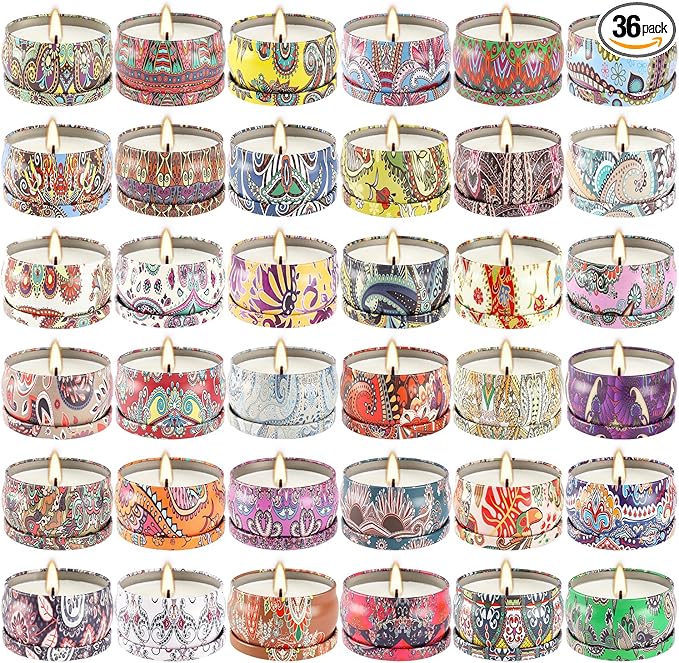 CLTNIKET Scented Candle Gifts Set 36 Pack Soy Wax Travel Tin Jar Candles for Home 2.5 OZ Scented Candles for Mom for Chris...