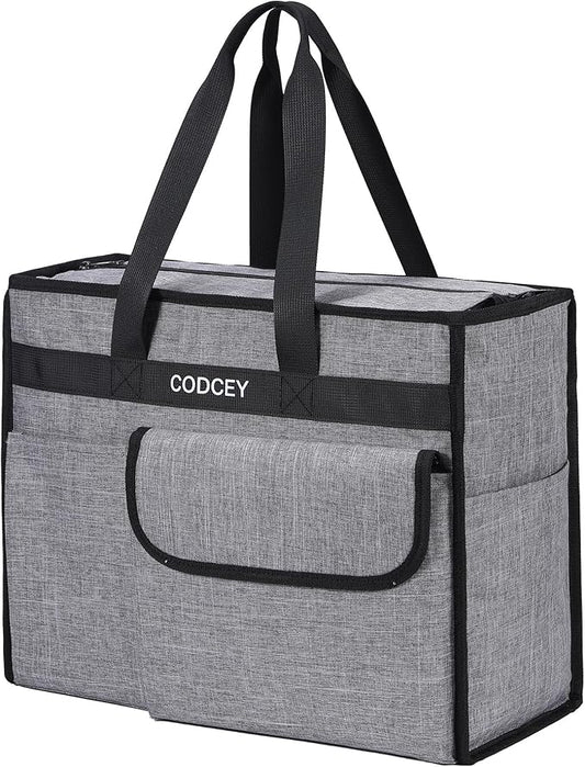 Codcey Large Utility Tote Bag with Reinforced Bottom, Waterproof Multi Pockets Beach Tote Bag for Travel, Work, School