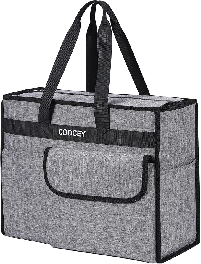 Codcey Large Utility Tote Bag with Reinforced Bottom, Waterproof Multi Pockets Beach Tote Bag for Travel, Work, School