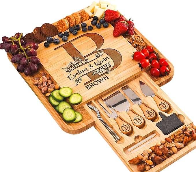 Personalized Charcuterie Board Gifts Set, Custom Large Cheese Board, Charcuterie Board for Wedding, Anniversary, Birthday,...