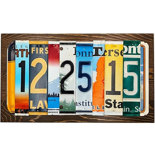 Personalized License Plate Date Sign – Custom Anniversary Sign – Handmade from Real Cut License Plates – Wedding, 10th Ann...