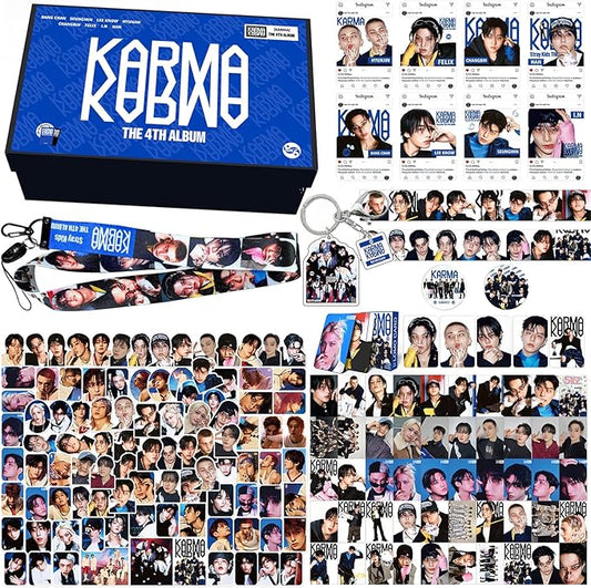 KPOPBP New Album Karma Gift Box Set, Photocards, Laptop Stickers, Keychain, Lanyards and Tape Rolls, Gift for SKZ Boys and...