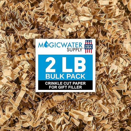 MagicWater Crinkle Cut Paper for Gift Baskets - 2LB Kraft - Perfect for Shredded Paper Filler, Basket Filler, Gift Boxes, ...