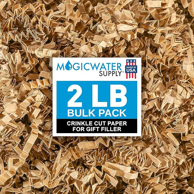 MagicWater Crinkle Cut Paper for Gift Baskets - 2LB Kraft - Perfect for Shredded Paper Filler, Basket Filler, Gift Boxes, ...