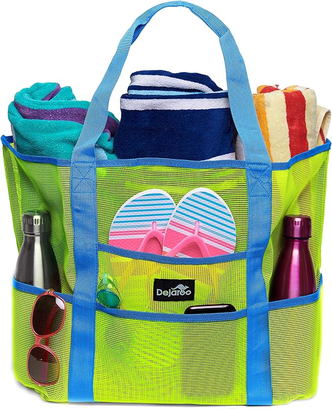 Dejaroo Mesh Sand Free Bag - Strong Lightweight Bag For Beach & Vacation Essentials. Tons of Storage!