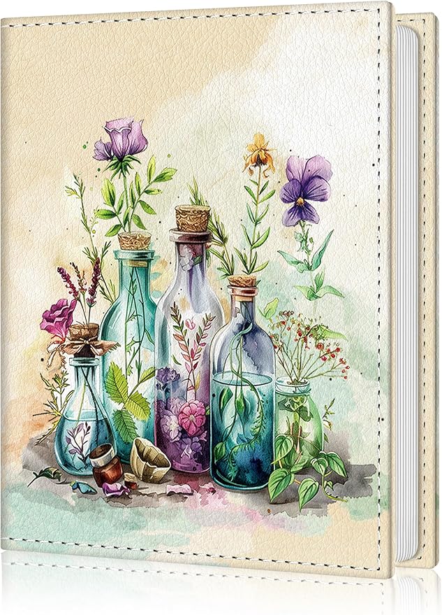 Lebrocoli Photo Album 4x6, 56 Pockets Small Picture Book Bottle Flowers Floral, Personalized Large Capacity Mini PU Leathe...