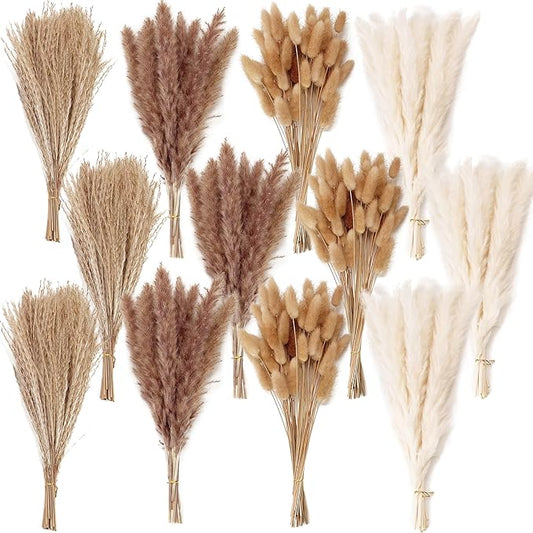 300 PCS Dried Flower Bouquet – Pampas Grass, Floral Decor for Home, Wedding, and Boho Style | Perfect for Vases, Fall, Spr...