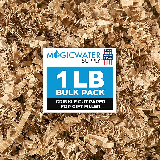MagicWater Supply Crinkle Cut Paper Shred Filler - 1LB Kraft - Decorative & Protective Packaging for Bridesmaid Gifts & Br...