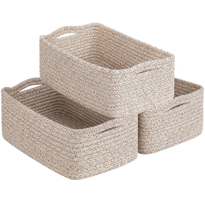 Goodpick Baskets for Organizing, Storage Basket for Shelves, Baskets for Gifts, Woven Bakset 3 Pack for Living Room, 11 x ...