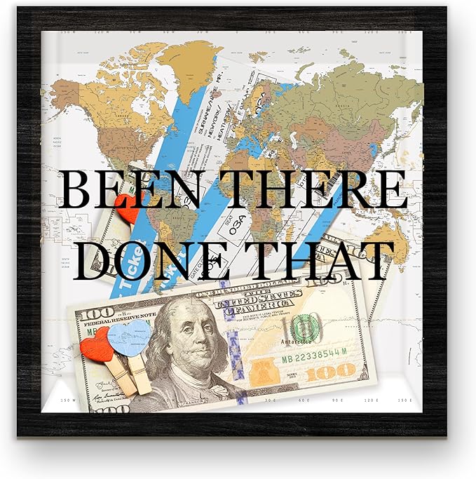 Memory Shadow Box Frame, Travel Keepsake Money Boxes with Slot, Memory Box for Keepsakes, Adventure Archive Boxes Gifts fo...