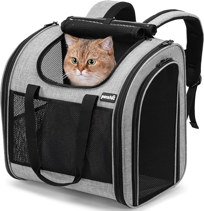 Pecute Cat Backpack with Widened Interior Space, Upgraded Dog Backpack Carrier with Various Ways to Carry, Pet Backpack wi...