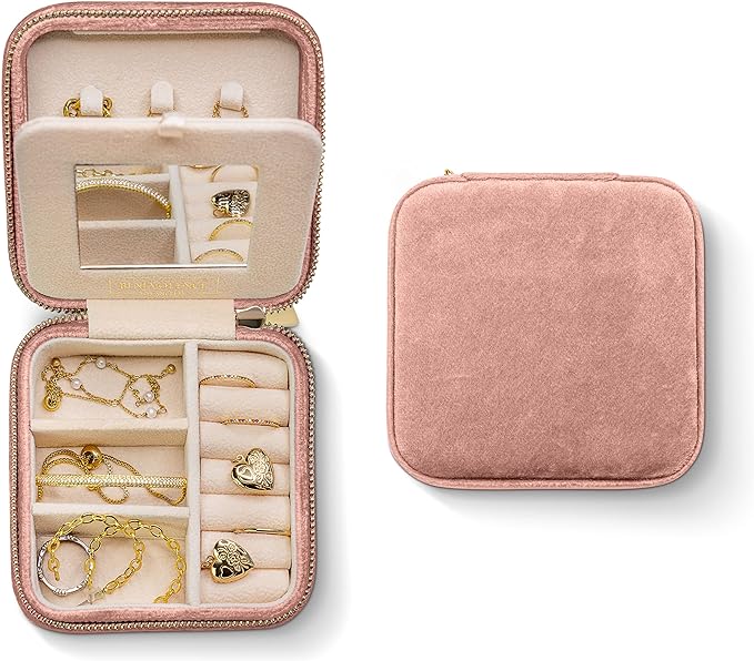 Benevolence LA Plush Velvet Jewelry Box | Travel Jewelry Case Organizer with Mirror | Featured in Oprah's Favorite Things...
