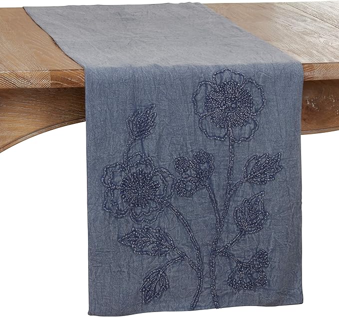 Stone Washed Floral Table Runner