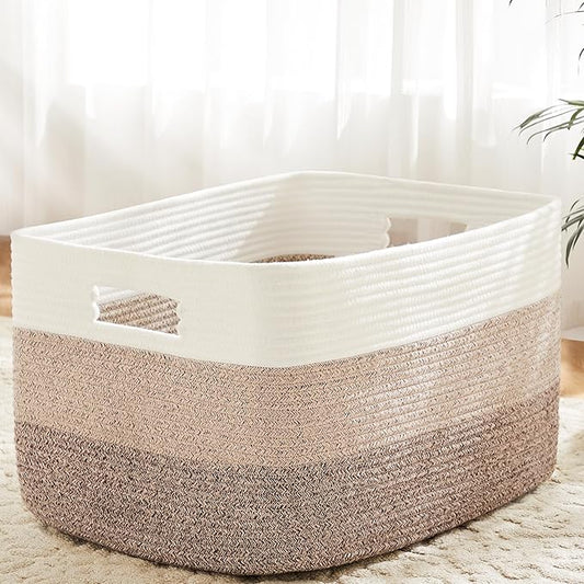 Artfeel Blanket Basket,Rectangle Woven Baskets for Storage,65L Laundry Basket for Decorative Nursery Blanket,Toys,Dirty Cl...