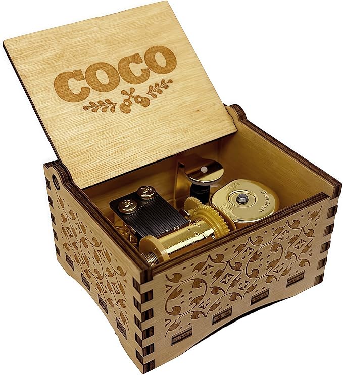 Teykst Remember Me Wood Music Box for Father's Day Birthday Anniversary, 18 Note Wind-up Wooden Engraved Musical Boxes Gif...