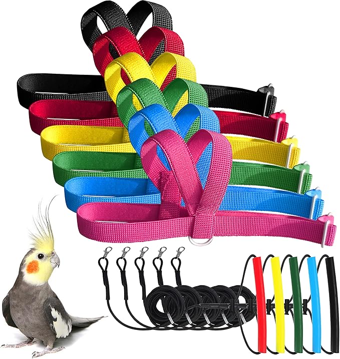 VANFAVORI Adjustable Bird Harness with 80 Inch Leash, Outdoor Flying Training Rope Kit for Bird Parrots S Size Weight 75-1...