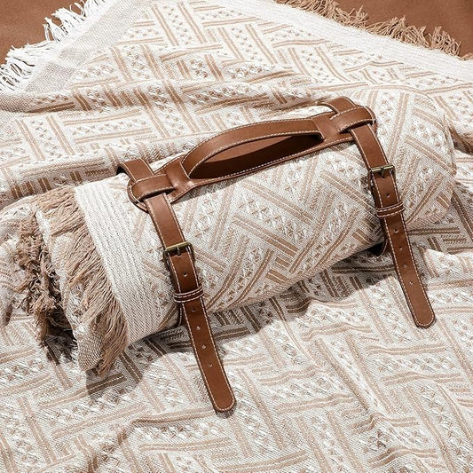 VitalCozy Waterproof Picnic Blankets 71×71 inch Outdoor Blanket Foldable 2 in 1 Double Layer Sandproof Beach Mat with Carr...