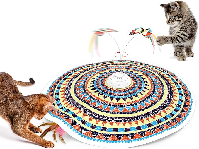 Potaroma Cat Toys Chargeable, 3in1 Hide and Seek, Automatic Interactive Fun, Fluttering Butterfly, Moving Feather, Kitten ...