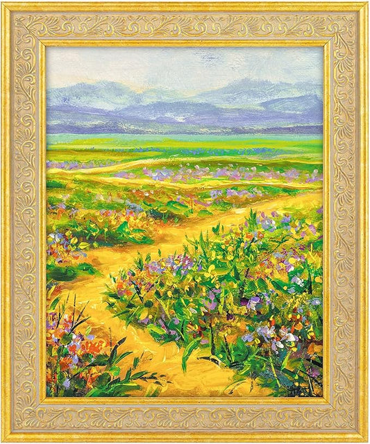Golden State Art, 8x10 Ornate Vintage Finish Picture Frame, Distressed Gold Color