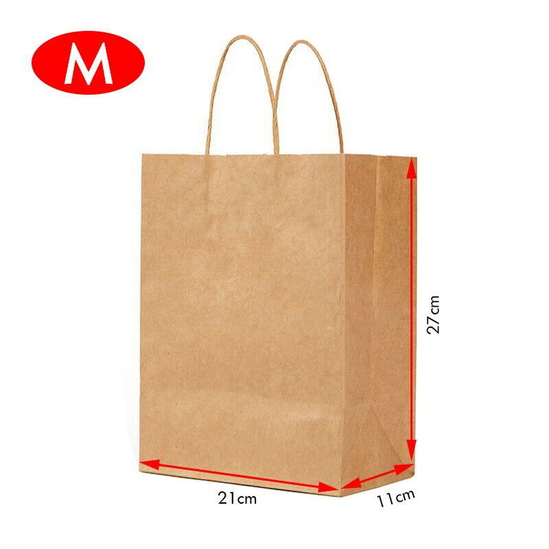 Kraft Paper Bags 50 X Bulk Gift Shopping Carry Craft Brown Bag With Handles AU