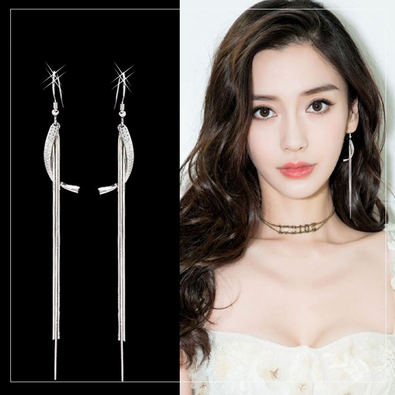 1 Pair 999 Sterling Silver Sparkly Cross Long Tassel Earrings, Minimalist & Elegant, Perfect For Daily, Party & Dating, Ideal Valentine's Gift