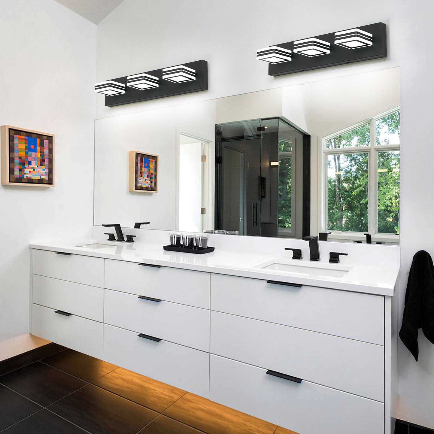 Matte Black Vanity Light Fixtures 3 Lights Up And Down LED Modern Bathroom Vanity Lights Over Mirror Acrylic Black Bath Wall Lighting No Bulbs