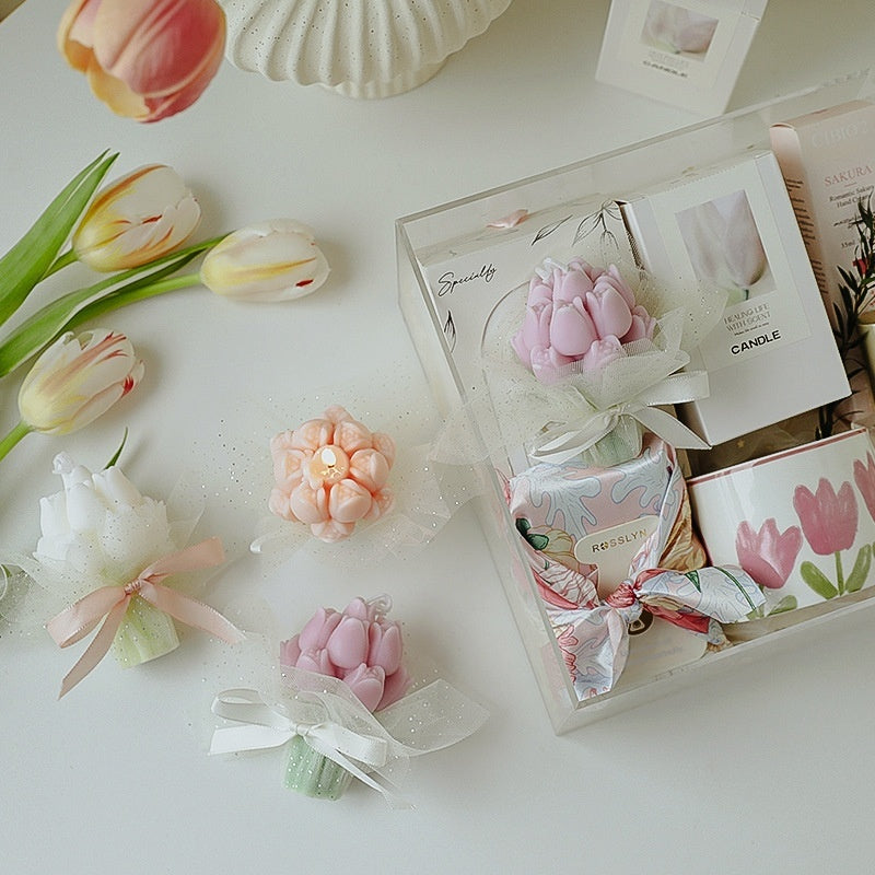 Tulip Bouquet Scented Candle Gift Item