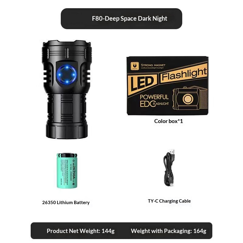Bright Eight-Eye Monster High-Intensity Flashlight Rechargeable For Outdoor Use