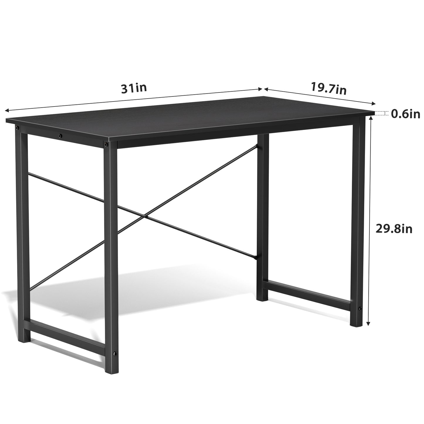 Computer Desk For Home Office, Modern Study Work Table Simple Style For Bedroom, Writing Desks With X-Shaped Reinforcement, Rust