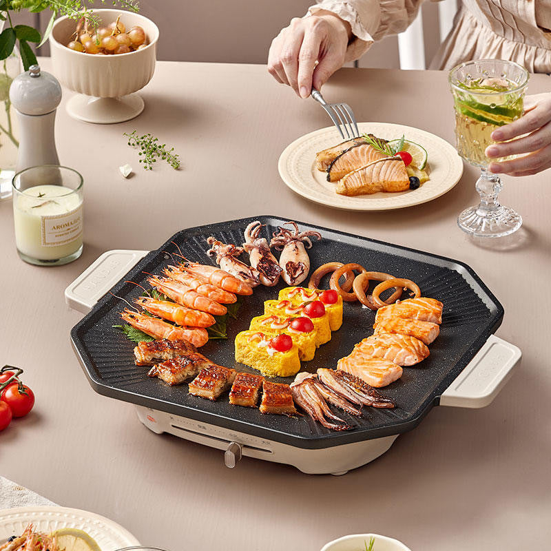 Household Non-Stick Electric Grill Korean-Style Smokeless BBQ Pan