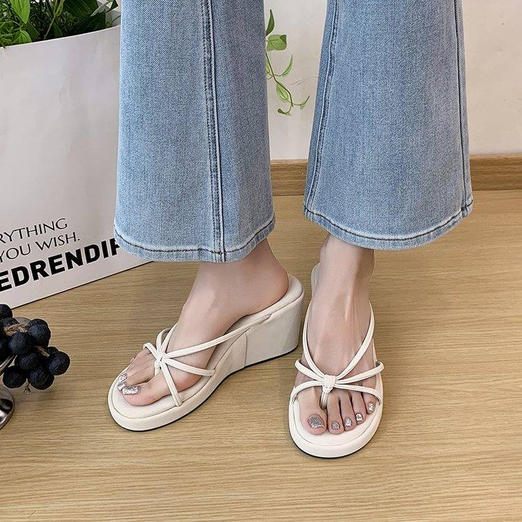 2026 Summer New Korean Casual Women's Wedge Slides, Anti-slip Fashion Sandals For Teen Girls, Perfect To Match Dresses