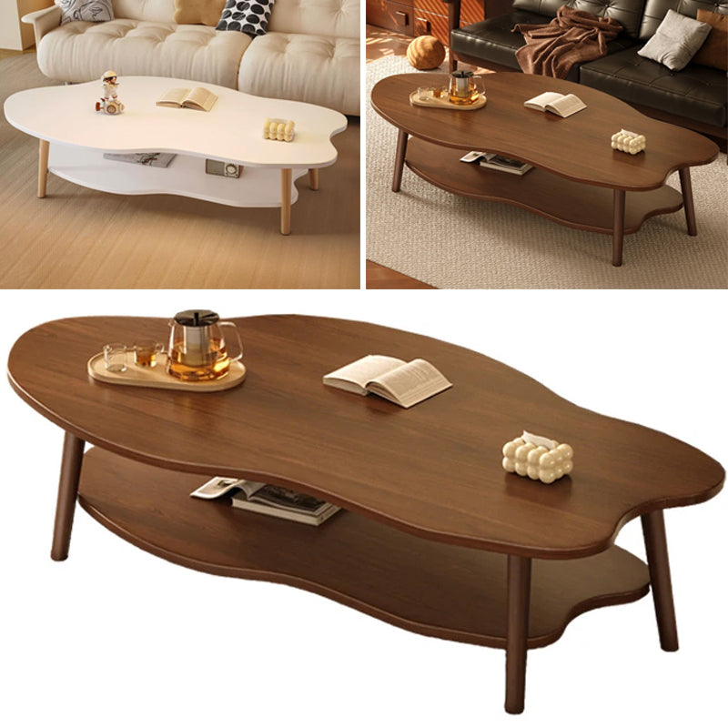 2 Layer Coffee Table Tea Table Cloud Modern Living Room Desk W  Storage Shelf UK