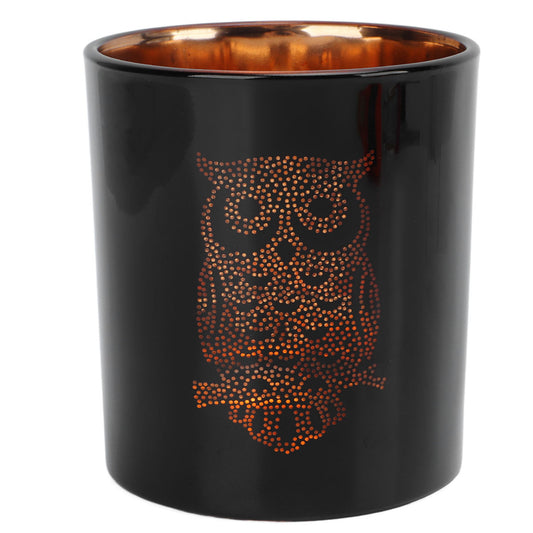Glass Votive Candle Holder Night Owl Durable Odorless Black Glass Romantic Tealight Candle Holder For Home Office Bar