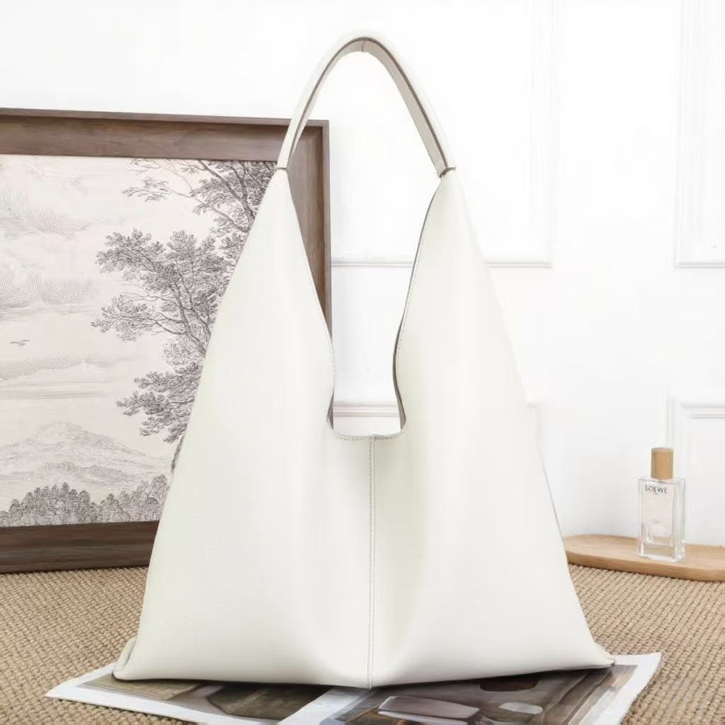 Minimalist Single-shoulder Bag, Large Capacity, Top-grain Leather, 2026 New Small Boutique Soft Leather Underarm Tote Bag For Women, Genuine Leather Large Bag