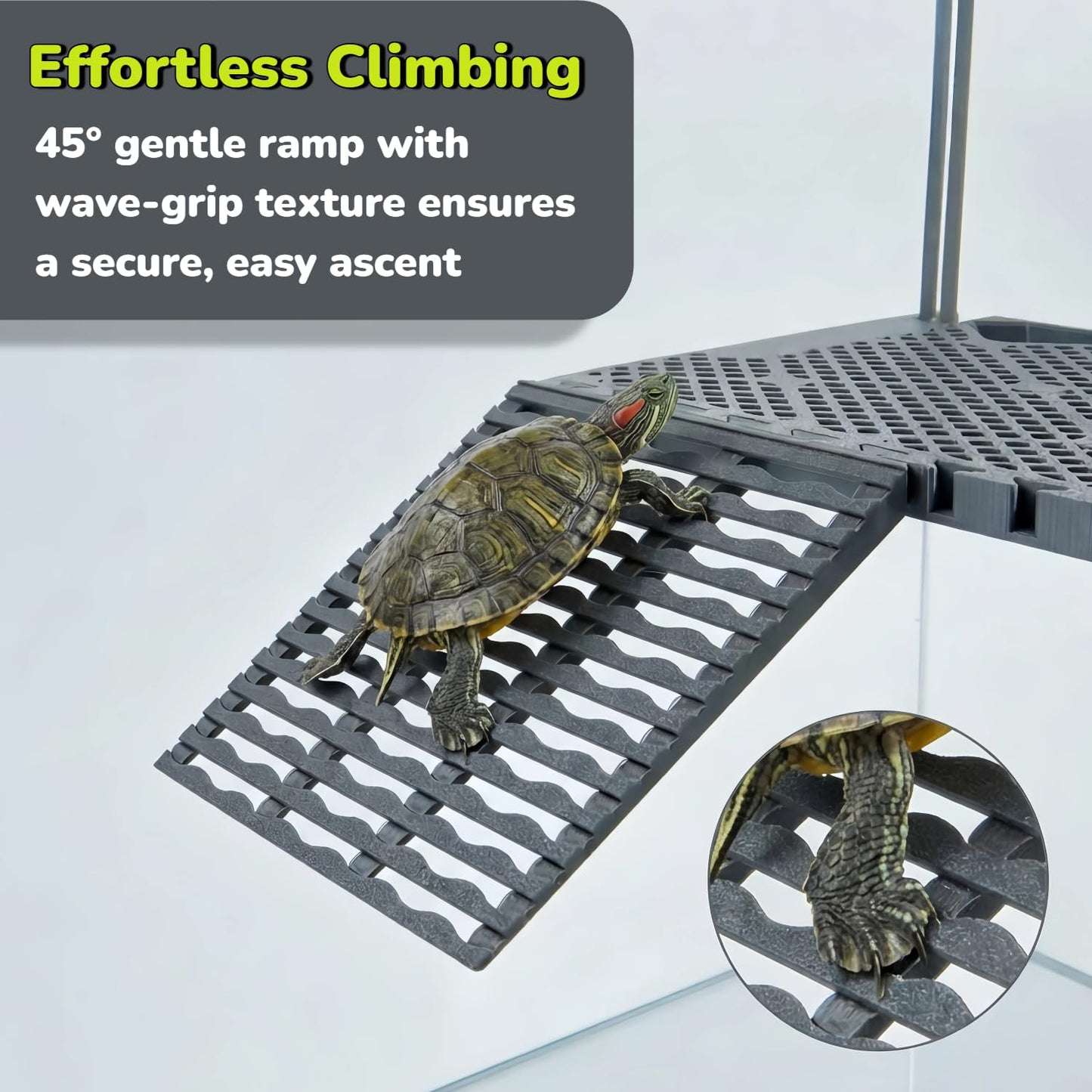 Hanging Turtle Basking Platform With Built-in Food Tray, Zero Zip-Tied, Non-Slip Ramp Terrace, Resting Turtles Dock, For 25-75 Gallon Aquariums Frog Turtle Turtle Tank Accessories