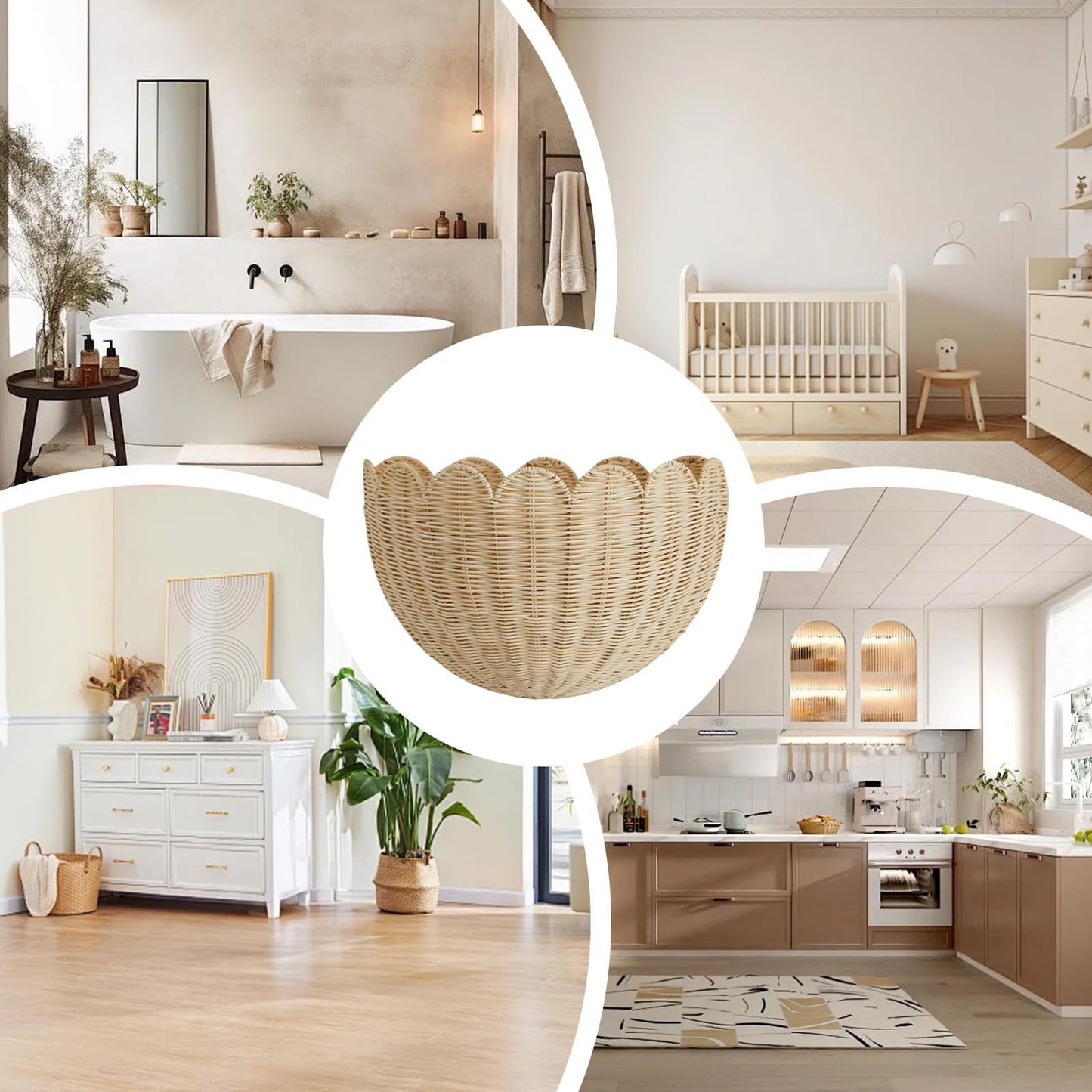 Rattan Lace Wall-Hanging Basket For Home And Guesthouse Wall Decor